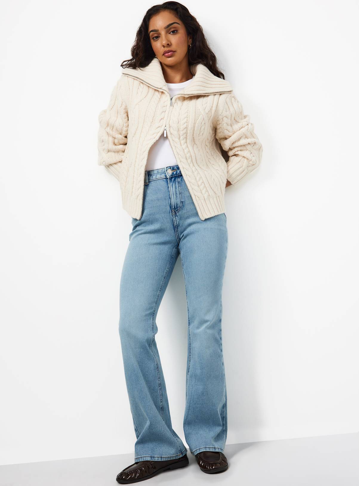 Light Denim Slim Flare High Rise Jeans 16L - Image 2